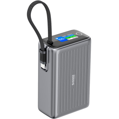 Power Bank Sigma X-power SI25A5QLX 25000mAh 100W Built-In USB-C Cable gray UA Power Bank Sigma X-power SI25A5QLX 25000mAh 100W Built-In USB-C Cable gray UA