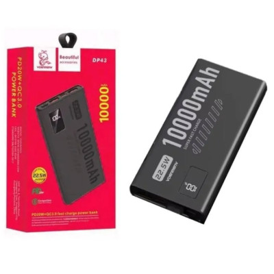Power Bank Denmen DP43 10000Mah 22.5W QC3.0 LED black EU Power Bank Denmen DP43 10000Mah 22.5W QC3.0 LED black EU