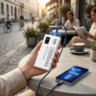 Power Bank Denmen DP43 10000Mah 22.5W QC3.0 LED white EU