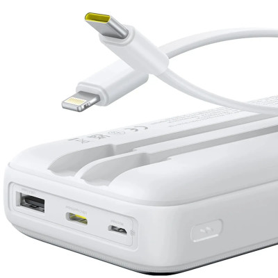 Power Bank Baseus Lipow 20000mAh 22.5W PD+QC (P10079102213-00) 2 in 1 White UA Power Bank Baseus Lipow 20000mAh 22.5W PD+QC (P10079102213-00) 2 in 1 White UA