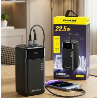 Power Bank Awei PA-106 50000mAh PD 22.5W Black UA Power Bank Awei PA-106 50000mAh PD 22.5W Black UA