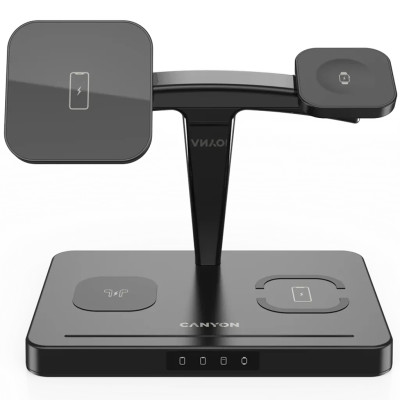 БЗП 4in1 15W Canyon WS-404 Wireless Charger Black (CNS-WCS404) UA