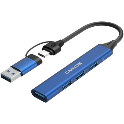 USB/C HUB Canyon DS-02 4in1 (3USB 2.0+1USB 3.0) blue (CNS-TDS02BL) UA