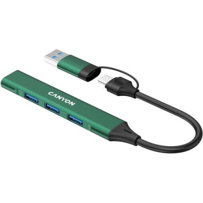 USB/C HUB Canyon DS-02 4in1 (3USB 2.0+1USB 3.0) green (CNS-TDS02GR) UA