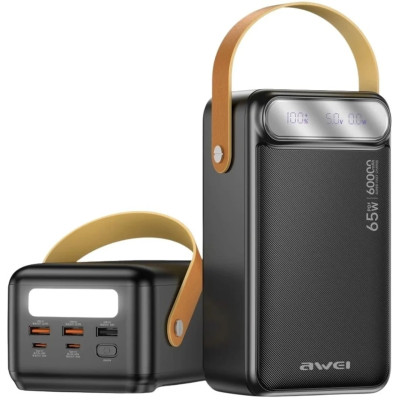 Power Bank Awei PA-82 60000mAh PD 65W LED Black UA