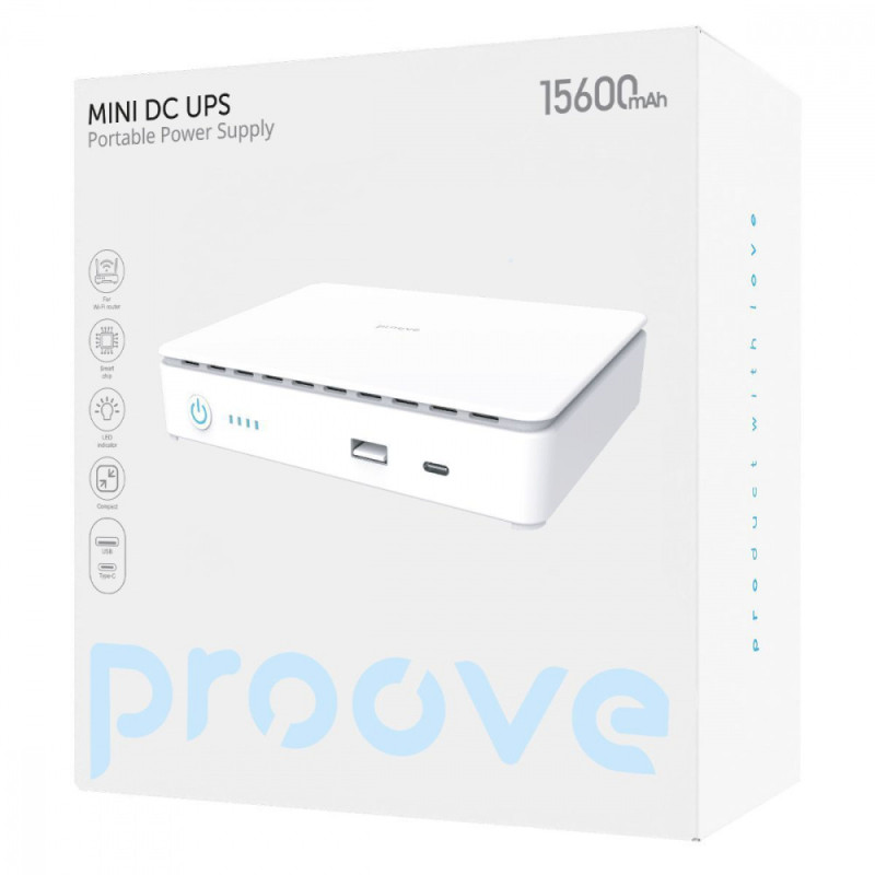 Портативне джерело безперебійного живлення Proove Mini DC UPS 15600mAh white