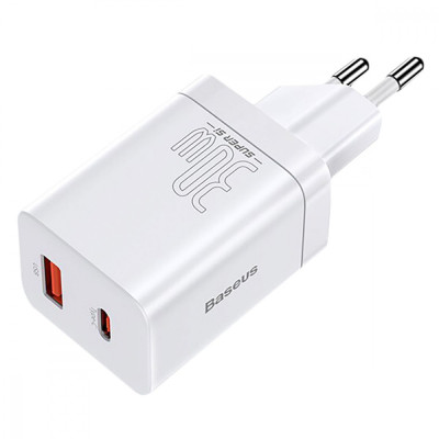 МЗП Baseus Super Si Pro Quick Charger (Type-C+USB) 30W white