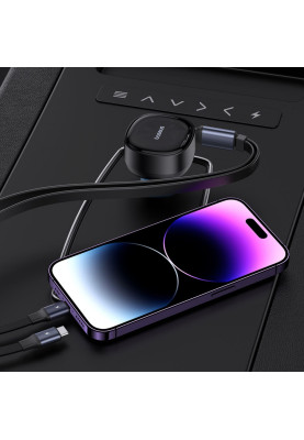 АЗП Baseus Enjoyment Pro Car Charger Type-C + Retractable C & iP Cable 60W black