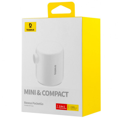 Портативний насос Baseus PocketGo Portable Air Pump white