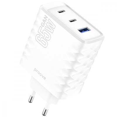МЗП Proove Speed Surge Gan 65W (USB + 2 Type-C) white