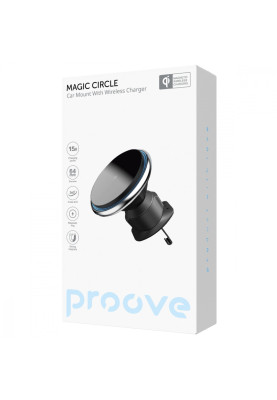 Автомобільний тримач з Бездротовим ЗП Proove Magic Circle 15W silver