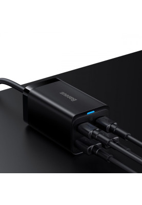 МЗП Baseus GaN3 Pro 65W (2 Type-C + 2 USB) + Кабель Type-C to Type-C 100W (1m) black