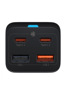 МЗП Baseus GaN3 Pro 65W (2 Type-C + 2 USB) + Кабель Type-C to Type-C 100W (1m) black
