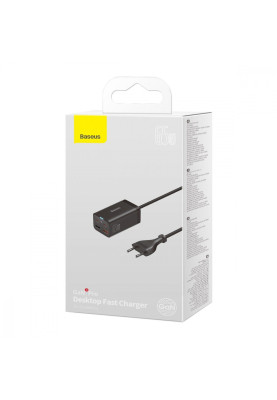 МЗП Baseus GaN3 Pro 65W (2 Type-C + 2 USB) + Кабель Type-C to Type-C 100W (1m) black