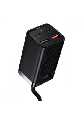 МЗП Baseus GaN3 Pro 65W (2 Type-C + 2 USB) + Кабель Type-C to Type-C 100W (1m) black
