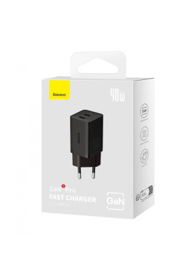 МЗП Baseus GaN5 Pro 40W Type-C+Type-C black