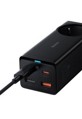 Мережевий фільтр Baseus GaN3 Pro Desktop Powerstrip 65W (2xType-C + 2xUSB + AC(EU)) black