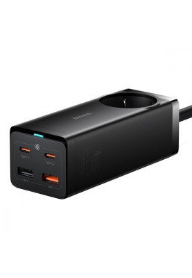 Мережевий фільтр Baseus GaN3 Pro Desktop Powerstrip 65W (2xType-C + 2xUSB + AC(EU)) black