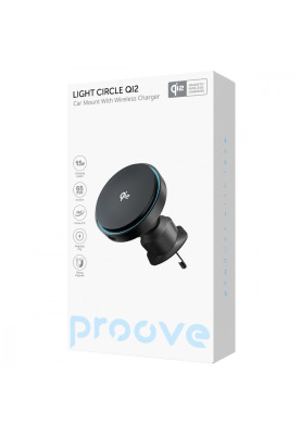 Автомобільний тримач з Бездротовим ЗП Proove Light Circle Qi2 15W black