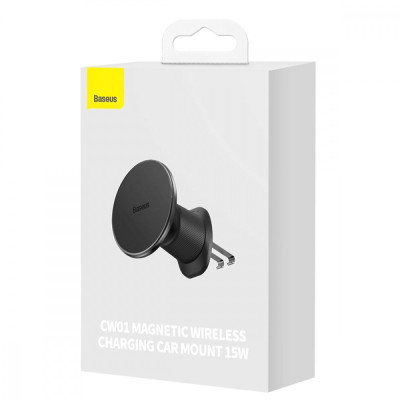 Автомобільний тримач з Бездротовим ЗП Baseus CW01 Magnetic 15W black