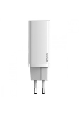МЗП Baseus GaN2 Lite Quick Charger 65W (1 Type-C + 1 USB) white