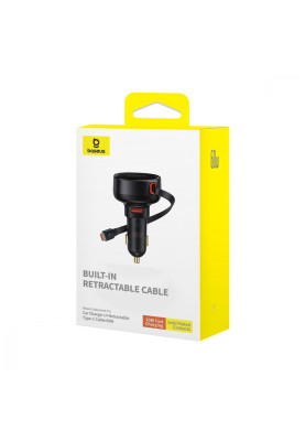 АЗП Baseus Enjoyment Pro Car Charger USB + Retractable Type-C Cable 60W black
