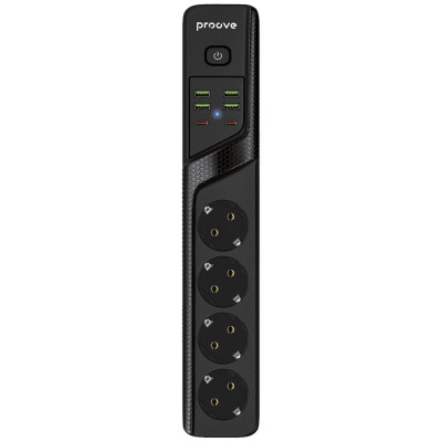 Мережевий фільтр Proove Power Strip P-04 (4 розетки + 4 USB + 2 Type-C) 3M black