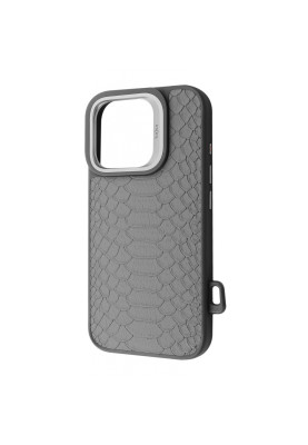 Чохол Kajsa Snake Pattern with Magnetic Ring iPhone 16 Pro light gray