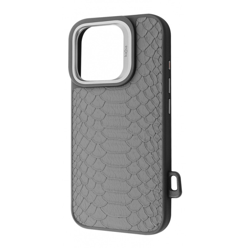 Чохол Kajsa Snake Pattern with Magnetic Ring iPhone 16 Pro light gray