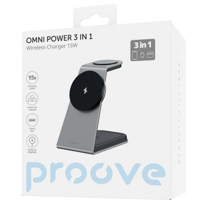 Бездротовий ЗП Proove Omni Power 3 in 1 gray