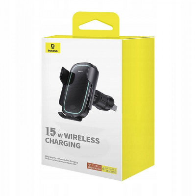 Автомобільний тримач з Бездротовим ЗП Baseus Milky Way Pro 15W black