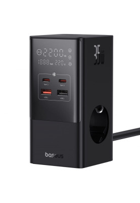 Мережевий фільтр Baseus Power Combo Tower Digital (3*AC+2*USB+2*Type-C 35W 1.5m) black