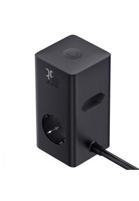 Мережевий фільтр Baseus Power Combo Tower Digital (3*AC+2*USB+2*Type-C 35W 1.5m) black