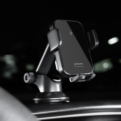 Автомобільний тримач з Бездротовим ЗП Proove Triple Clamp 15W black