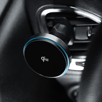 Автомобільний тримач з Бездротовим ЗП Proove Titanium Circle Qi2 15W gray