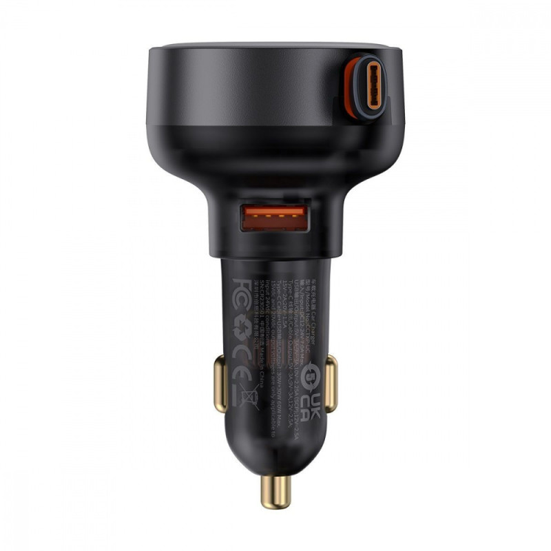АЗП Baseus Enjoyment Pro Car Charger U+Retractable C & iP Cable 60W black