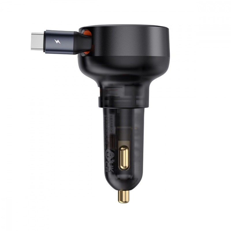 АЗП Baseus Enjoyment Pro Car Charger U+Retractable C & iP Cable 60W black
