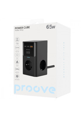 Мережевий фільтр Proove Power Cube 65W (3xAC + 2xType-C + 1xUSB) 1.5m black