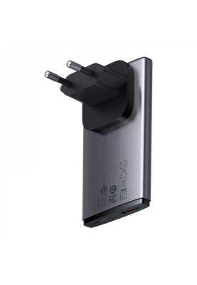 МЗП Baseus GaN5 Pro Ultra-Slim 65W (Type-C + USB) + Кабель Type-C to Type-C 100W (1м) gray