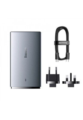 МЗП Baseus GaN5 Pro Ultra-Slim 65W (Type-C + USB) + Кабель Type-C to Type-C 100W (1м) gray