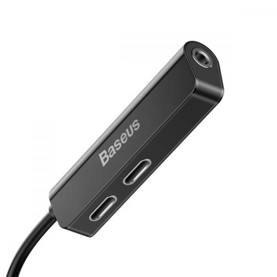 Перехідник AUX Baseus L52 Lightning to 2xLightning + 3.5mm black Перехідник AUX Baseus L52 Lightning to 2xLightning + 3.5mm black