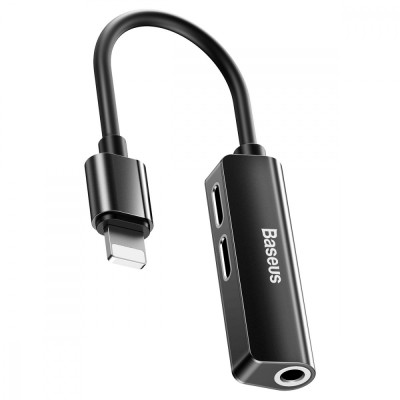 Перехідник AUX Baseus L52 Lightning to 2xLightning + 3.5mm black Перехідник AUX Baseus L52 Lightning to 2xLightning + 3.5mm black