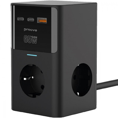Мережевий фільтр Proove Power Cube 65W (3xAC + 2xType-C + 1xUSB) 1.5m black