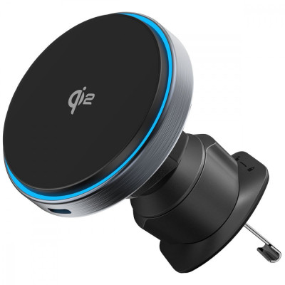 Автомобільний тримач з Бездротовим ЗП Proove Titanium Circle Qi2 15W gray