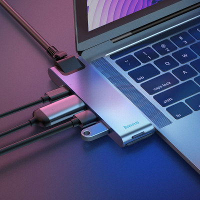 USB-Хаб Baseus Thunderbolt C 7-in-1 gray USB-Хаб Baseus Thunderbolt C 7-in-1 gray