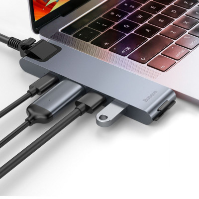 USB-Хаб Baseus Thunderbolt C 7-in-1 gray USB-Хаб Baseus Thunderbolt C 7-in-1 gray