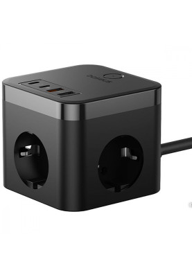 Мережевий фільтр Baseus PowerCombo Cube Power Strip 3xAC+2xUSB+2xType-C 30W (1.5m) black
