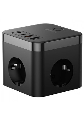 Мережевий фільтр Baseus PowerCombo Cube Power Strip 3xAC+2xUSB+2xType-C 30W (1.5m) black