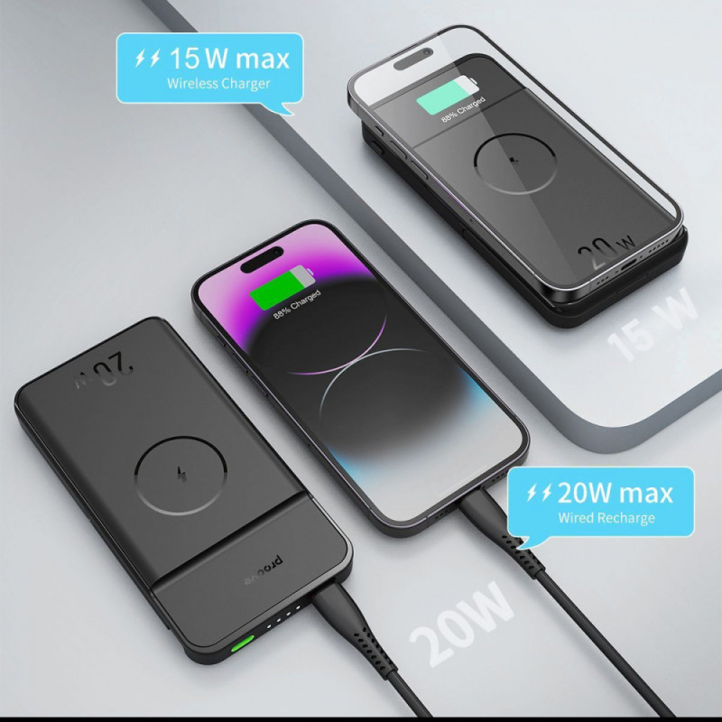 Портативна Батарея/Бездротовий ЗП Proove Power Stand 2 in 1 20W 10000mAh black