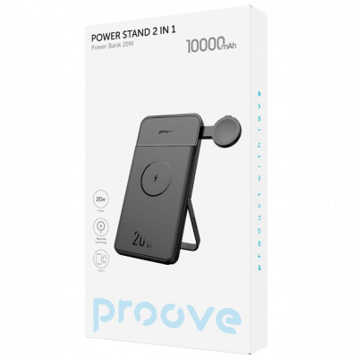 Портативна Батарея/Бездротовий ЗП Proove Power Stand 2 in 1 20W 10000mAh black